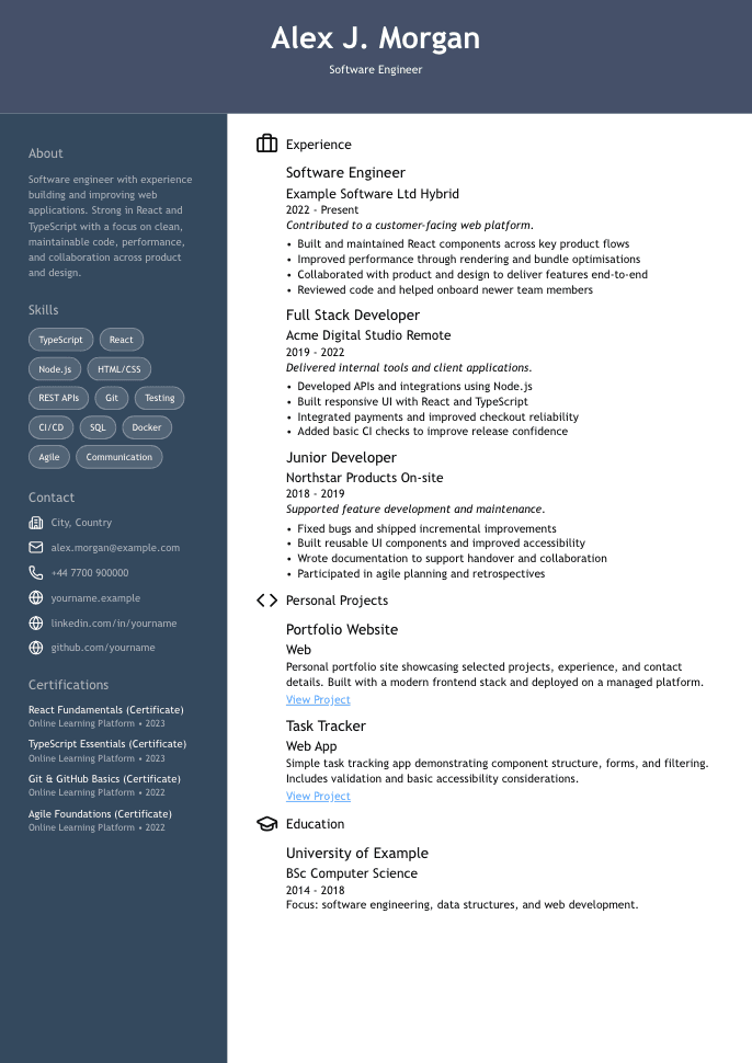 Cool CV CV template preview