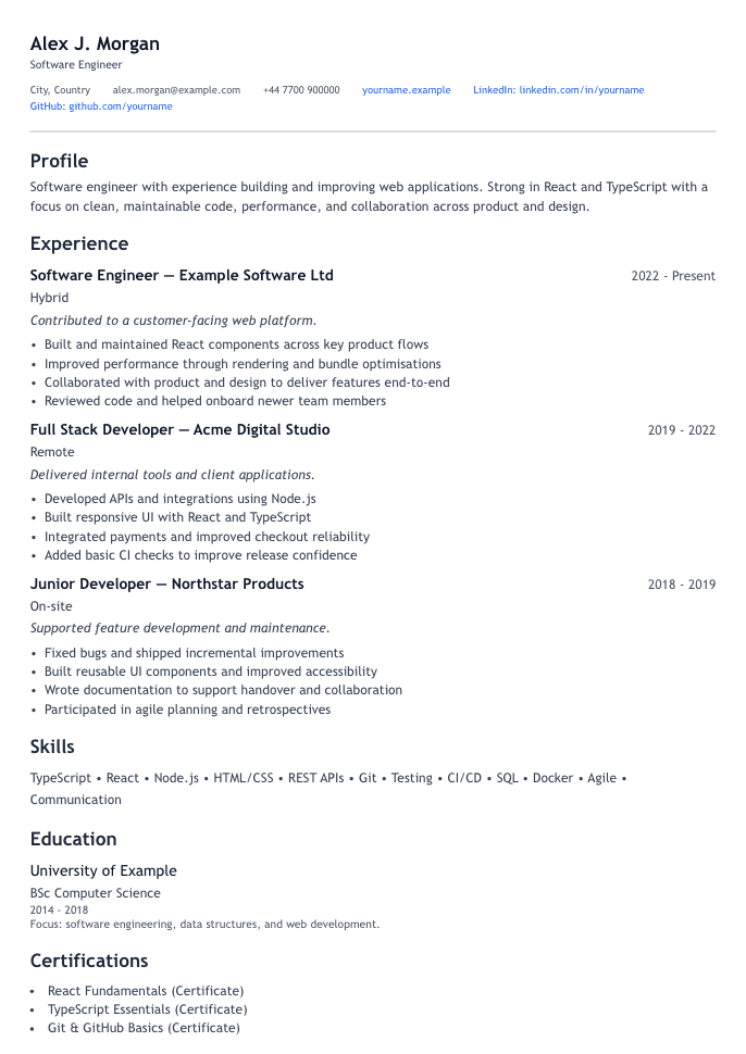 Corporate CV CV template preview