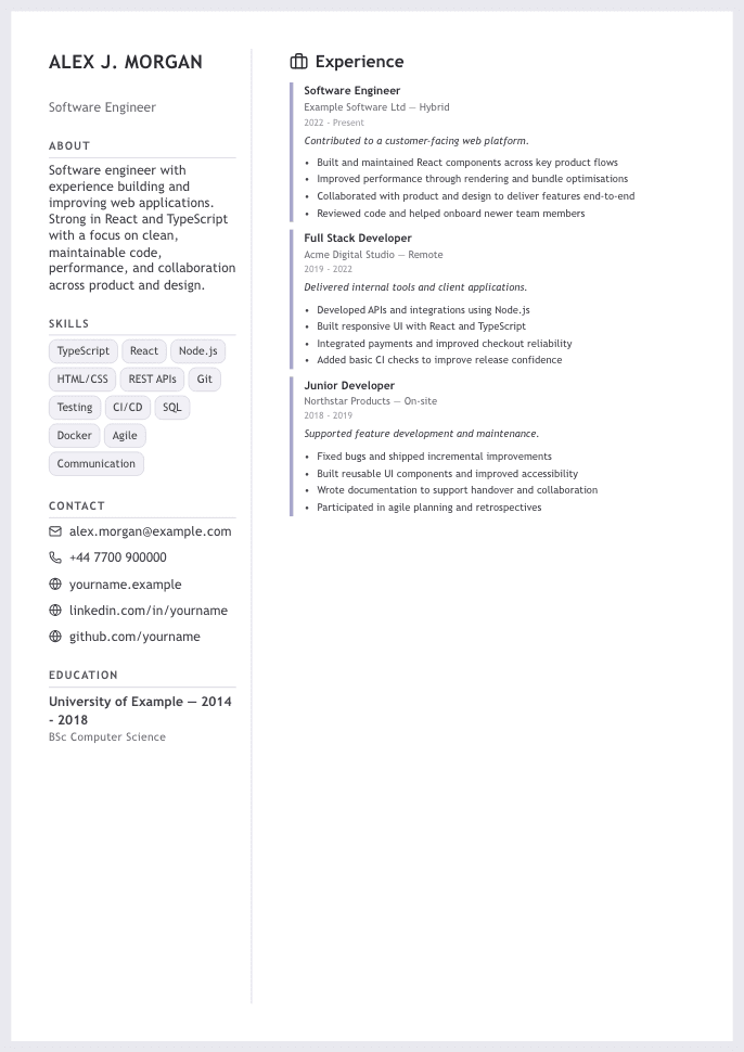 Geometric CV CV template preview