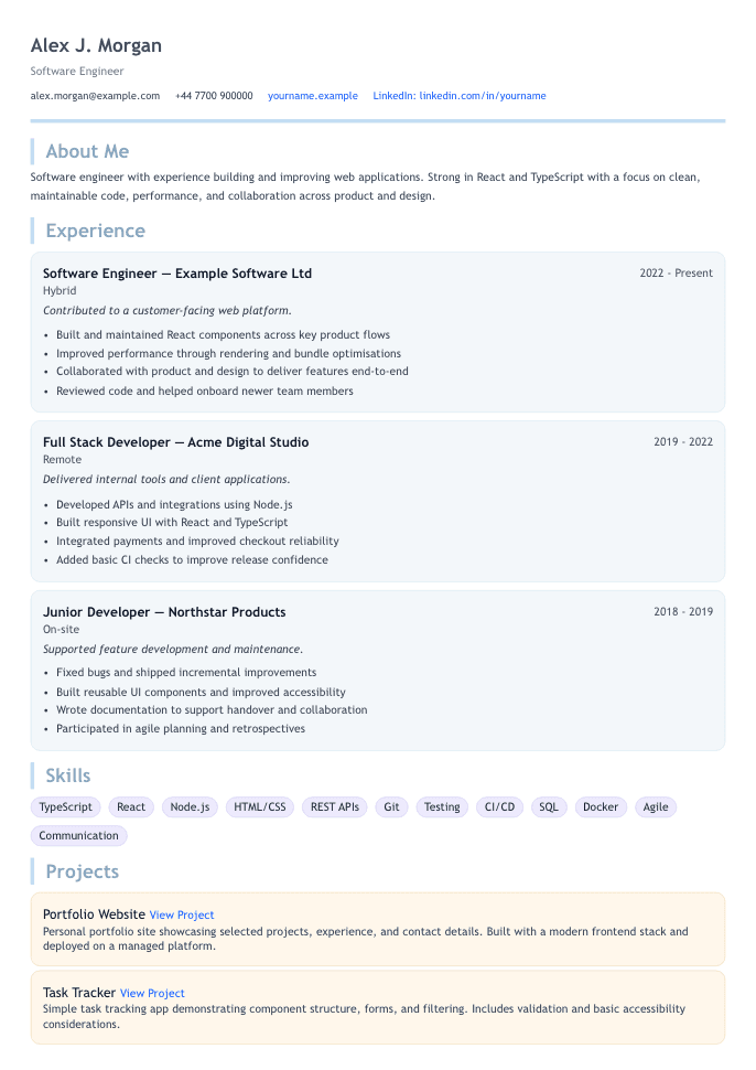 Pastel Creative CV CV template preview